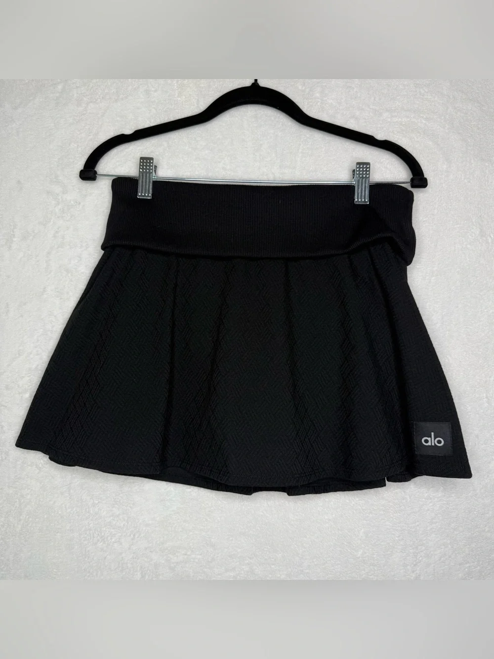 Alo Yoga Doubles Black Fold-Over Womens Skort Size Medium